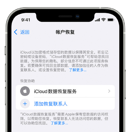 嘉峪关苹果手机维修分享在 iPhone 上设置帐户恢复联系人的方法 